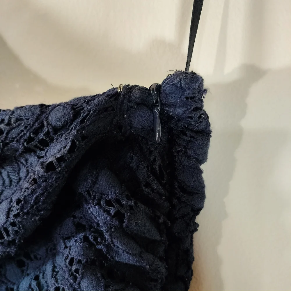 Ralph Lauren Navy Blue Lace Ruched One-Shoulder Sheath Dress - Picture 6 of 8